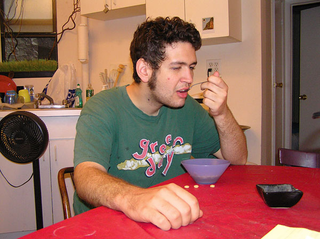 Brosima eats breakfast in the kitchen almost every morning.